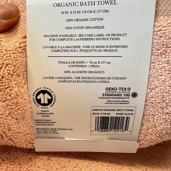 NWT UGG Towels Set of 3 Bath Towels Organic Cotton Martis Rose Cloud - Picture 2 of 3
